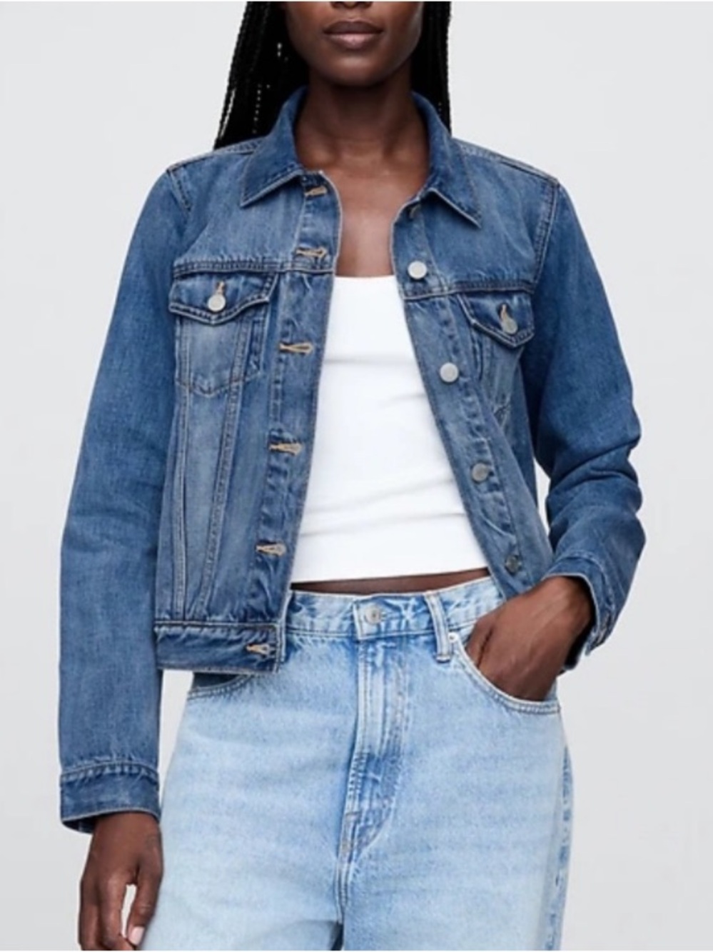 GAP Vintage Y2K WOMEN MEDIUM Blue Denim Jacket